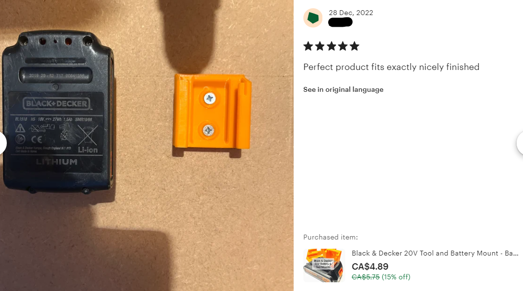 Black & Decker 20V Tool and Battery Mount