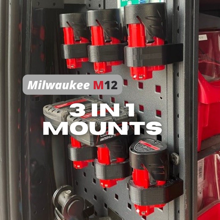M12 Milwaukee Triple Battery Bank Mount