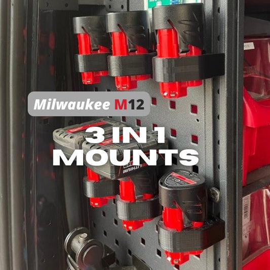 M12 Milwaukee Triple Battery Bank Mount