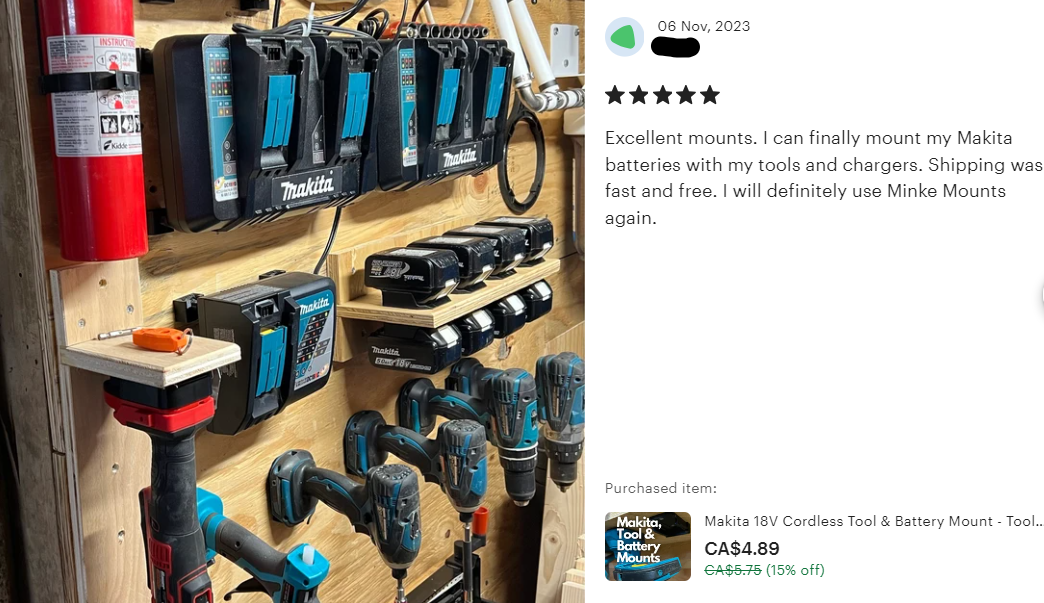 Makita 18V Cordless Tool & Battery Mount